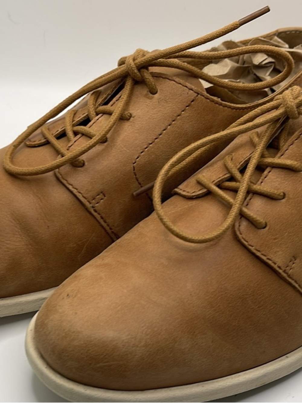 Born Women's Tan Lace-Up Leather Flats